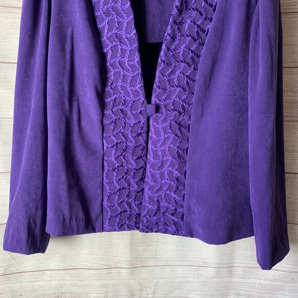 Koret Vintage Purple Blazer Jacket Stretch Embroidered Front Square Button Sz 18 - Picture 4 of 16